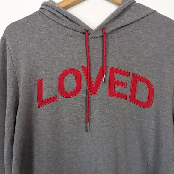 NWT Pajamagram Grey & Red Loved Pullover Hooded Sweatshirt - Picture 5 of 10